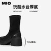 MIO米奥弹力靴袜靴圆头高跟增高厚底瘦瘦靴短靴女靴M255625039 商品缩略图4