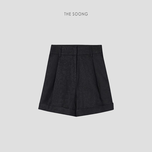 THESOONG”法式老钱风”100%甄选亚麻中腰显瘦A字休闲短裤HWKZ4126 商品图6