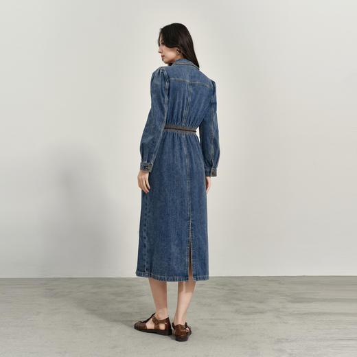 【商场同款】诗凡黎翻领牛仔连衣裙2025春新款长裙女3G3290611 商品图4