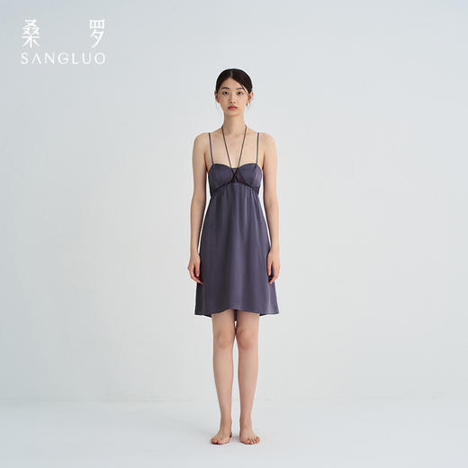 午夜星芒』桑罗镂空美背真丝裙100%桑蚕丝修身性感吊带裙女可外穿 商品图3