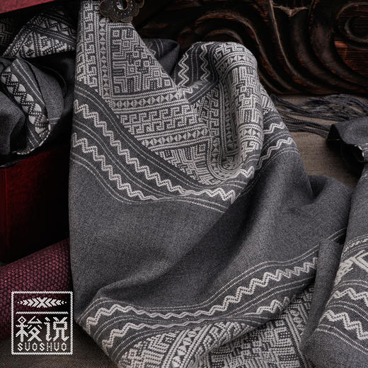 【梭说】 素.素心 纯手工限量设计围巾侗族传统织锦工艺 纯棉 商品图2