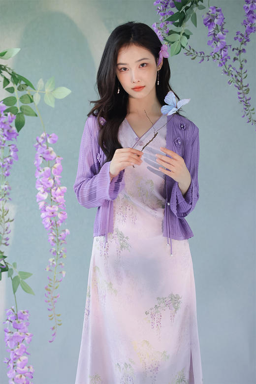 逸红颜明月优选#轻奢非遗花罗连衣裙「紫藤」优雅清浅显瘦小A摆，​好美的紫藤仙子裙~~ 商品图14