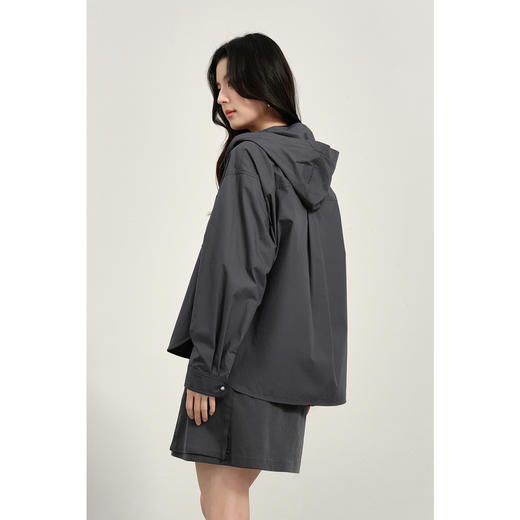 【商场同款】诗凡黎纯棉连帽通勤风衣外套2025春新款女3G3160021 商品图4