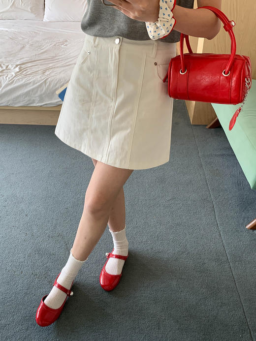 高腰双压线显瘦A 字半身短裙 商品图1