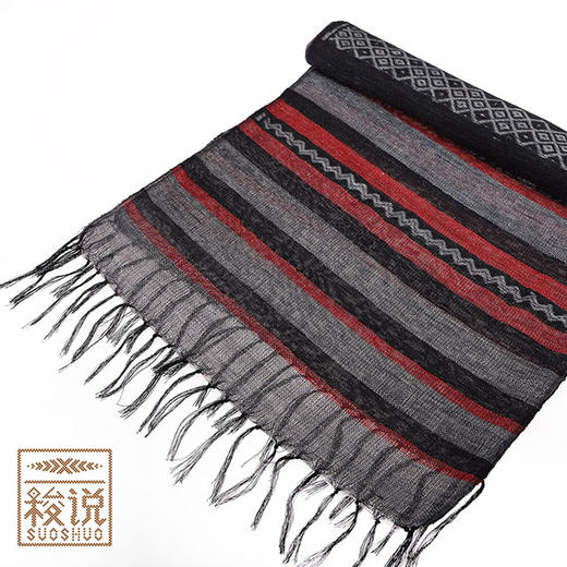 【梭说】限量 木.今昔 纯手工撞色亚麻围巾 侗族传统织锦工艺 商品图1