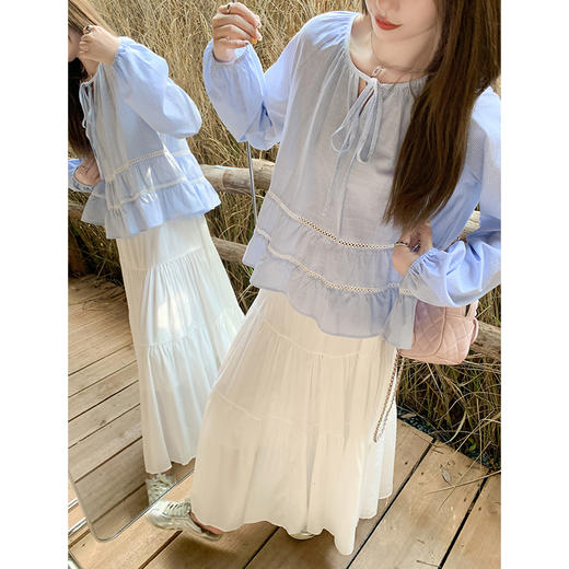 【129元任选2件】现货！荷叶边系带灯笼袖衬衫 商品图1