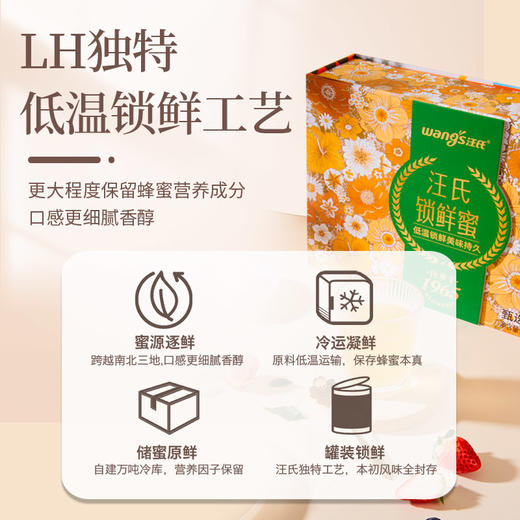 【汪氏】锁鲜蜜礼盒流金椴树蜜350g+岭南荔枝蜜350g+版纳森林蜜350g节日送礼高端 商品图2