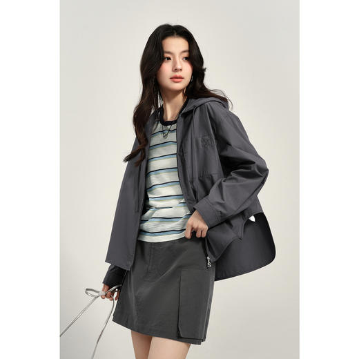 【商场同款】诗凡黎纯棉连帽通勤风衣外套2025春新款女3G3160021 商品图2