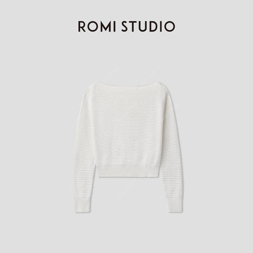 ROMI STUDIO“简约优雅”桑蚕丝轻盈一字领套头毛衫上衣RWCASZ4465  商品图1