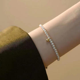 【预售3天】珍珠手链女夏天然淡水珠小众设计高级感14k包金新款小金豆手串HYZZ102512