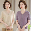W086-8926-78-138年轻妈妈夏装冰丝短袖T恤小衫2025新款中老年女洋气减龄针织上衣 商品缩略图1
