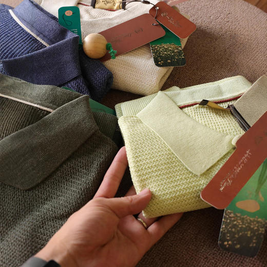 意式奢华2025夏季新款天丝亚麻混纺透气凉感针织短袖POLO衫男款！ 商品图3