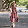 复古印花短袖棉麻连衣裙，优雅显瘦气质洋气减龄裙子HR-YWL1956 商品缩略图3