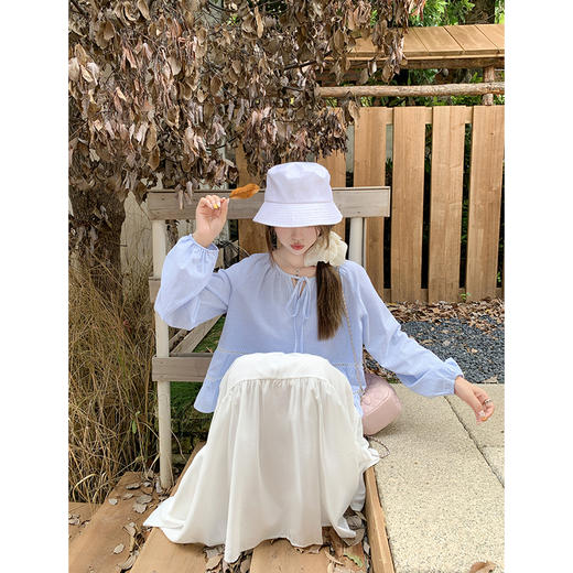 【129元任选2件】现货！荷叶边系带灯笼袖衬衫 商品图4