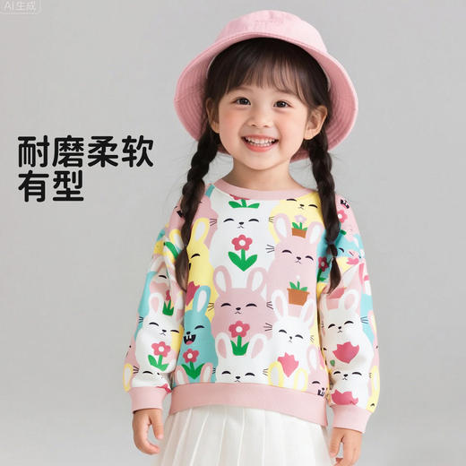 贝贝怡童装女童圆领卫衣春秋时尚卡通打底衫2025秋装儿童洋气上衣ZB3ES035 商品图3