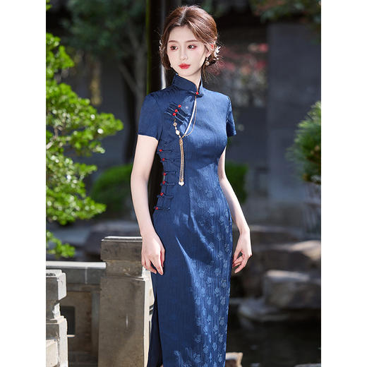 ＬＳＢ3908古法盘扣旗袍女新中式国风夏季提花气质连衣裙2025新款年轻款少女 商品图1