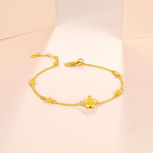 周六福新款小桃花黄金手链女太阳花金手链计价送女友节日礼物 商品图1