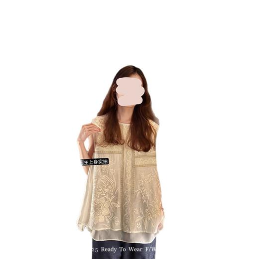 新中式刺绣钉珠网纱无袖上衣女夏新款高级感气质温柔显瘦薄款背心 商品图4