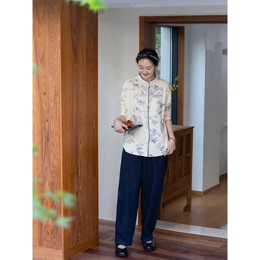 牧衣游原创 印花纯棉短外套柔软舒适素雅文艺百搭开衫 青花故梦 商品图2