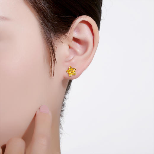 周六福黄金耳钉女计价足金星星金花耳针耳环耳饰耳钩节日礼物 商品图4