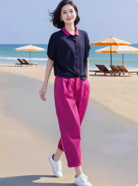 （预售8天发货）气质显瘦百搭针织衫，松紧腰休闲裤两件套LJX-875