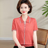 W547-5807-78-138新款妈妈夏装洋气冰丝短袖T恤上衣中老年女宽松针织时尚小衫 商品缩略图1