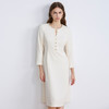 EITIE爱特爱气质法式优雅珍珠极简收腰白色连衣裙2025早秋新款C2507858 商品缩略图1