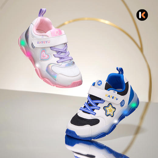 卡特兔童鞋儿童运动鞋2025秋季小白鞋闪灯鞋防滑透气女童跑步鞋 商品图2