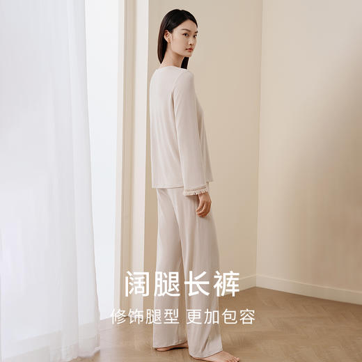 【深睡眠蚕丝睡衣】金三塔针织睡衣女桑蚕丝羊毛宽松家居服衣裤套  YZFFC201 商品图3