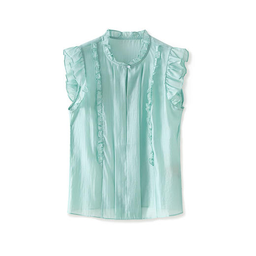 「高货wl」全新升级【铂金会员220/天猫299/差价79】(04855)洛诗琳法式减龄木耳花边衬衫2025夏季气质天丝混纺上衣女 商品图4