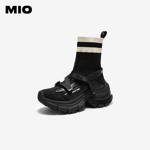 MIO米奥袜靴圆头高跟厚底增高弹力靴瘦瘦靴百搭女靴M255663563 商品图0