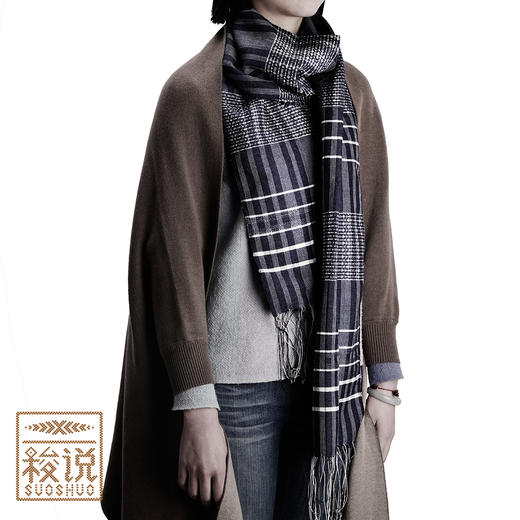 【梭说】冬款 蓝.青奚纯手工围巾限量传统侗族织锦工艺 商品图5