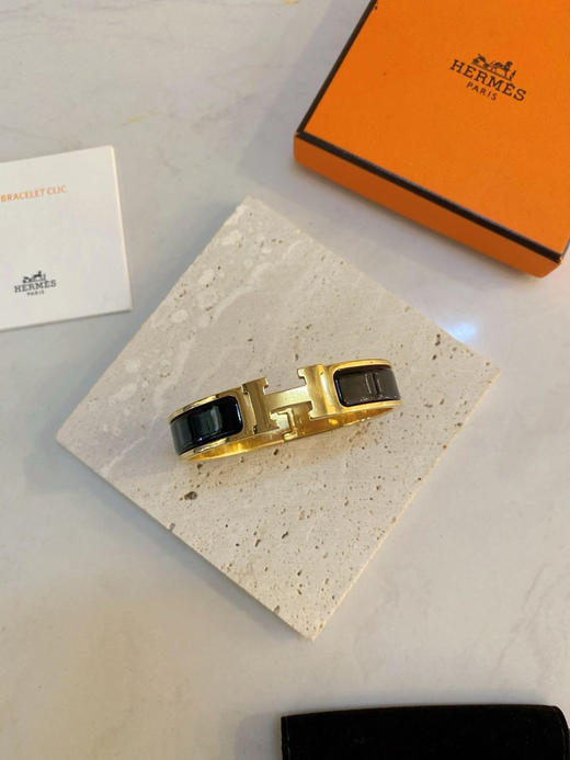 爱马仕 H 黑金 珐琅 手镯 商品图0