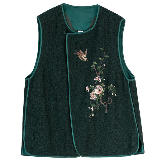 牧衣游原创 亚麻精工手绣马夹新品复古文艺禅意百搭无袖开衫 觅悠 商品图4