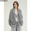 COCOBELLA格雷系银葱花纱毛衣秋冬休闲长绒针织衫外套MZ3218 商品缩略图0