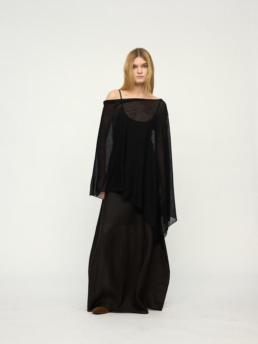 Ruohan 25PF 驼色/黑色水溶羊绒针织披肩 商品图8