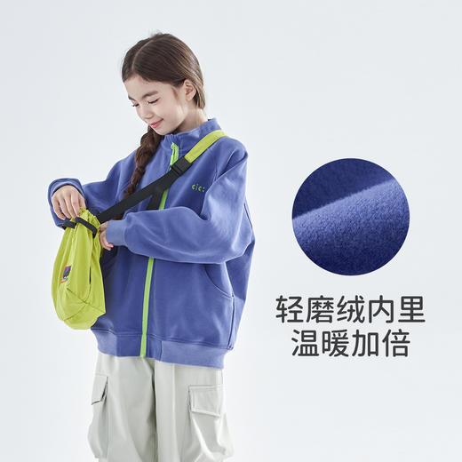 cicochild 25年秋季新款女童拉链卫衣外套中领加绒保暖儿童上衣 商品图2