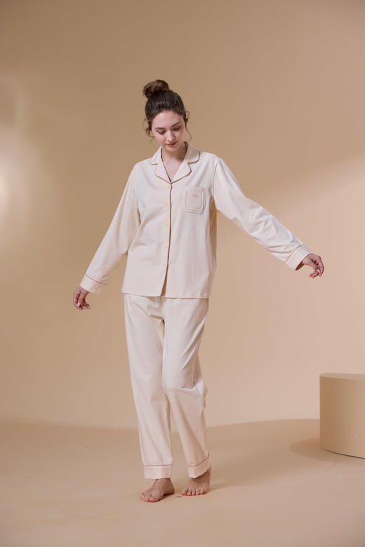 【7.5折限时特惠】【秀黛】女简约长袖套装女士棉秋季睡衣家居服S3551012T【门店同款】 商品图5