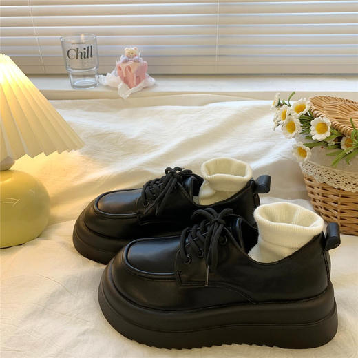 【学院风❗️哑光小皮鞋】英伦风学院风厚底增高鞋，日系玛丽珍鞋圆头单鞋，黑色鞋子百搭休闲单鞋女学院风鞋子L 商品图1