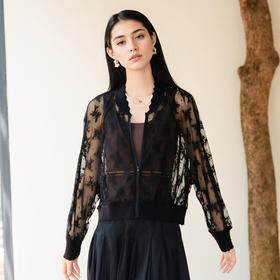 谜底蕾丝外套2025秋季新款复古文艺百搭宽松薄款棒球服25CMW5002