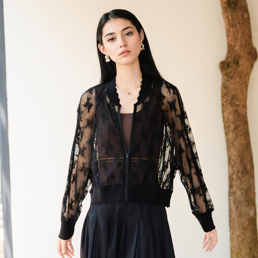 谜底蕾丝外套2025秋季新款复古文艺百搭宽松薄款棒球服25CMW5002 商品图0