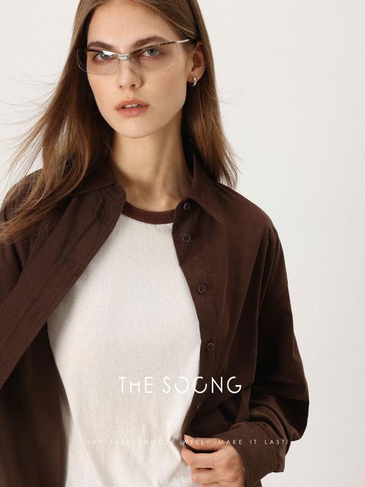 THESOONG|"好莱坞T"天然棉呼吸肌理感撞色圆领T恤上衣HBTX7433 商品图1