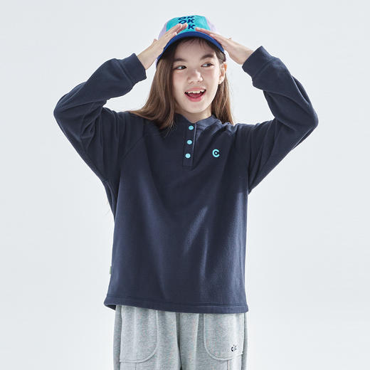 cicochild 25年秋季新款女童半门襟摇粒绒卫衣抗静电轻盈保暖上衣 商品图2