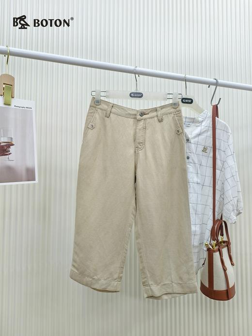 【第2件半价！尾货清仓不退换】波顿女士麻棉中裤透气舒适夏季百搭休闲裤LE331 商品图1