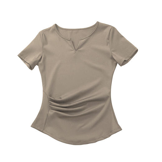 【147元任选3件】跃牌【蚂蚁运动】系列 V领运动T恤不带胸垫紧身显瘦瑜伽服上衣T2611（活动产品，收货7天内支持退换） 商品图4