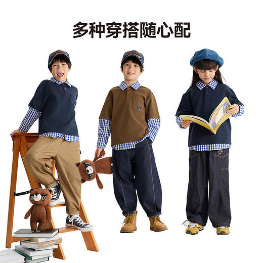 漫画家【氧气蓝卫衣】美式学院miu系复古休闲假两件华夫格卫衣 商品图3