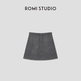 ROMI STUDIO“简约日常”灰色花纱镂空抽绳A字半身短裙 RWCRXZ3713