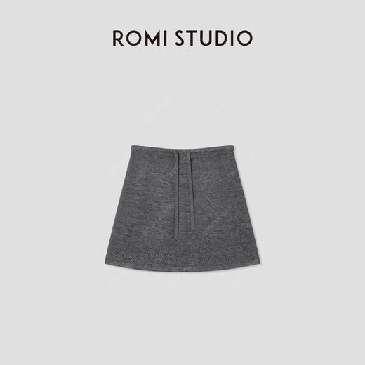 ROMI STUDIO“简约日常”灰色花纱镂空抽绳A字半身短裙 RWCRXZ3713 商品图0