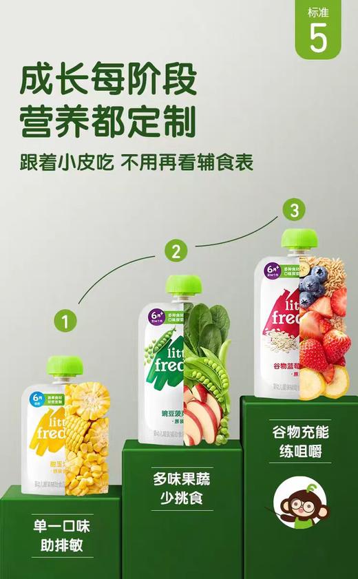 小皮燕麦香蕉/胡萝卜苹果/豌豆菠菜/菠萝/猕猴桃梨/黑莓椰子果泥/XXP-119858/119889/119896/119902/119919/119926/119933/119940/119957/ 商品图1