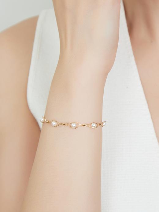 【挚友限定】悦甄 18k金akoya海水珍珠手链4-5mm   商品图1